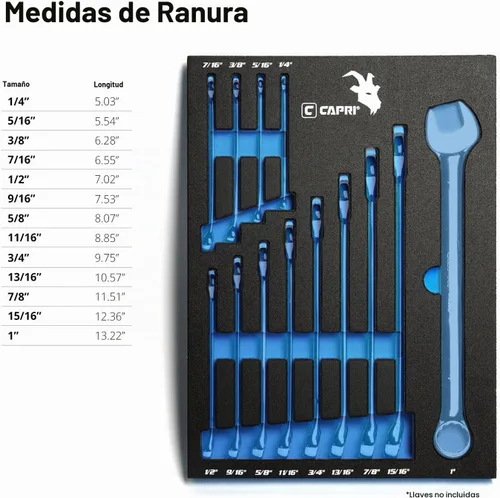Vista 3 de Capri Tools Llaves combinadas de bandeja de mecánico, SAE