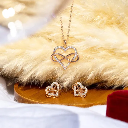 Vista 4 de Sash & Soph Aretes de circonita cúbica de corazón infinito, aretes de corazón brillante para mujer, aretes de plata de ley 925 para mujer