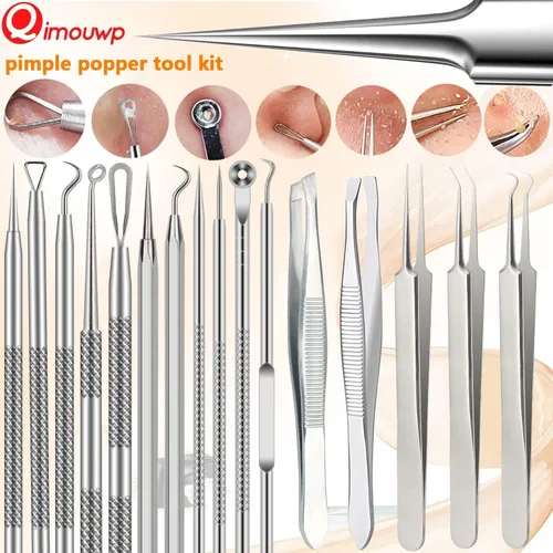 Vista 6 de Kit de herramientas de 16 piezas, herramientas para eliminar puntos negros, extractor de comedones, kit de eliminación de acné y quiste