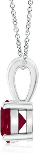 Vista 2 de Angara Round Ruby Solitaire Necklace in Sterling Silver A-Good