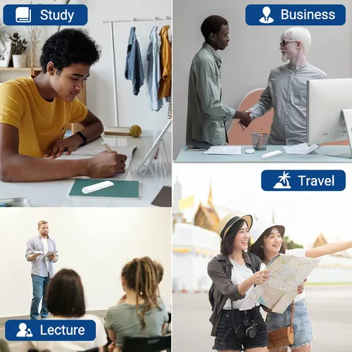 Vista 6 de XURPURTLK Dispositivo de traductor de voz de idiomas Traducciones de 2 vías en tiempo real compatible con 72 idiomas para viajar, aprender compras