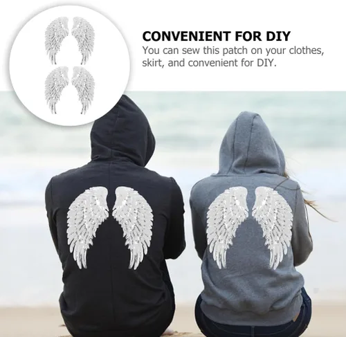 Vista 3 de Operitacx 2 pares de parches de lentejuelas para coser en ropa, manualidades, material agradable a la piel para fiestas, uso diario, accesorio único