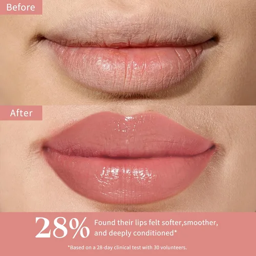 Vista 4 de bayfree Bálsamo labial tintado, brillante, bombea los labios, ligero, hidrata y tiñe con aceite de semilla de jojoba, bálsamo labial vegano, cuidado