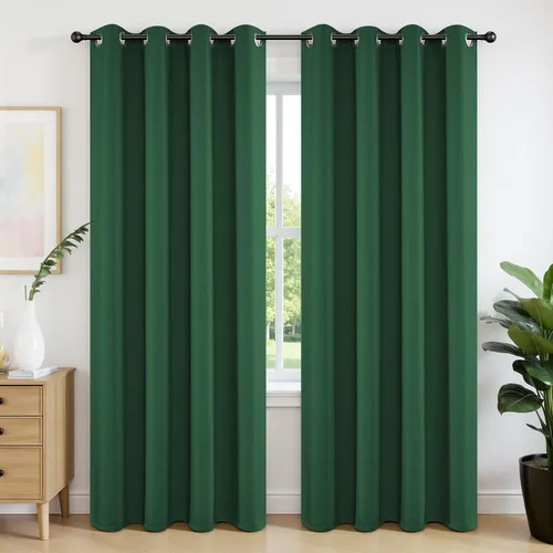 Vista 53 de Joydeco - Juego de 2 paneles de cortinas opacas de 63 pulgadas, 2 cortinas largas con aislamiento térmico burg, cortinas de oscurecimiento