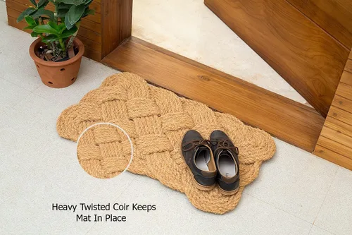 Vista 6 de IRONGATE Felpudo de Cuerda Trenzada - Un Paquete Esterilla Náutica - 100% Fibras de Coco Naturales - Diseño Clásico de Cuerda Entretejida - Hecho a