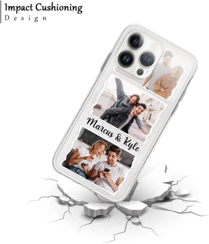 Vista 7 de CUBICER Fundas de teléfono personalizadas para parejas, texto transparente, a prueba de golpes, funda protectora de cumpleaños para mujeres Foto