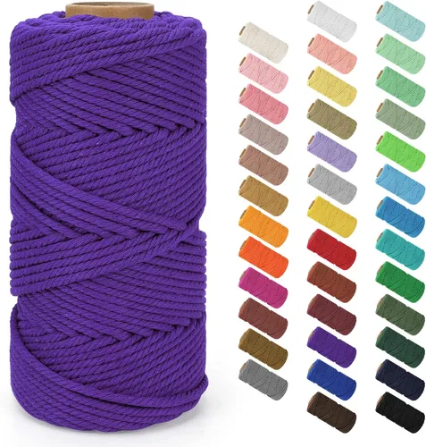 Vista 77 de Cuerda de macramé de 0.079 in x 220 yardas (656 pies), cuerda de algodón natural para colgar en la pared, ganchos de plantas, manualidades Verde