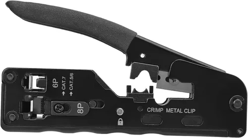 Vista 5 de Herramienta de crimpado Ethernet Crimpadora Pasa a través de Ethernet Crimper para RJ11 RJ12 Cat5 Cat6 Cat7