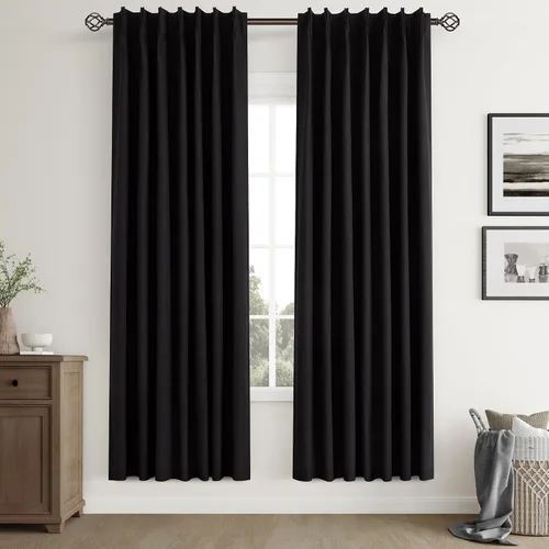 Vista 9 de [Usado] Joywell Cortinas de Lino 100% Opacas de 72 Pulgadas de Largo, Cortinas de Plisado Franzido con Pestañas Traseras con Ganchos, Oscurecimiento