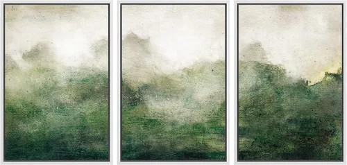 Vista 341 de SIGNFORD - Set de obras de arte en lienzo enmarcado para pared, ilustraciones abstractas de neblina del desierto en tonos neutros beige y marrón
