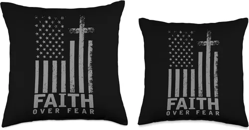 Vista 3 de Biblia Verse Cristiano Oración Regalo Idea Oración Oración Orden América Orgullo Bandera de Estados Unidos Almohada de Fe sobre el Miedo Oración