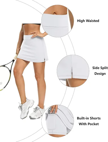 Vista 3 de LouKeith - Faldas pantalón para mujer, deportivas, para tenis o golf, de verano, cortas, con bolsillos, para correr y entrenar, falda con pantalón