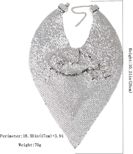 Vista 5 de MANILAI - Collar de metal grueso para mujer, gargantilla estilo babero