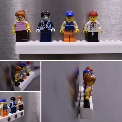 Vista 5 de Imán coleccionable para nevera compatible con minifiguras Lego Muestra figuras en refrigerador o superficies metálicas Fabricado en Estados