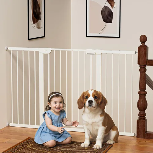Vista 11 de Puerta magnética para bebés de 29.5 a 40.6 pulgadas para escaleras, puerta de perro montada a presión para interiores, puerta de mascotas de cierre