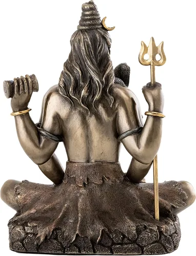 Vista 3 de Top Collection Estatua de Shiva en Padmasana Lotus Pose-Hindú Dios de destruir el mal, la ignorancia y la escultura de la muerte, figura