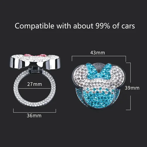 Vista 2 de Pangpai Accesorios Lindos de Cubierta de Botón de Arranque, Cubierta de Botón de Arranque de Motor de Cristal Brillante, Adhesivo Interior de Negro