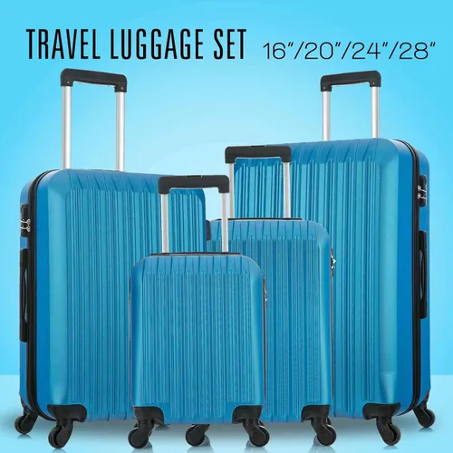 Vista 5 de yotefe Juego de maletas rígidas, equipaje de viaje con ruedas, juego de maleta, maleta giratoria para mujeres y hombres, Azul, Juego de equipaje