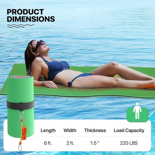Vista 2 de MADOG - Tapete de agua flotante para exteriores de 6 x 2 pies para adultos, playa, lago, océano, piscina, tamaño grande, 3 capas, resistente a