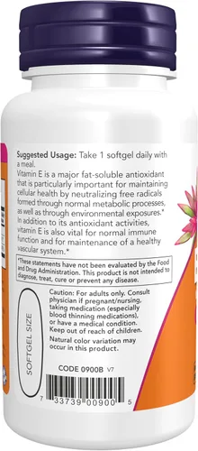 Vista 3 de NOW Foods Suplementos, Vitamina E-1,000 UI Tocoferoles Mixtos, Protección Antioxidante*, 50 Cápsulas Blandas
