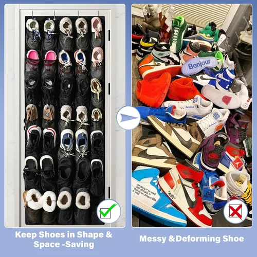 Vista 6 de Organizador de zapatos con 35 bolsillos grandes para puerta, estante porta zapatos con bolsillos de malla, organizador de zapatos colgante de gran