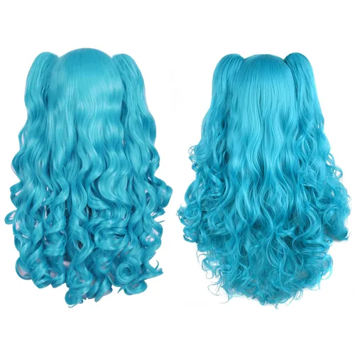 Vista 25 de Peluca MapofBeauty Lolita para disfraz, cabello largo, rizado, con coleta, Blanco