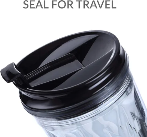 Vista 2 de Vaso para batido de cristal con cierre y bloqueo para bebidas frías y calientes Cupture, de 22 oz, Negro diamond