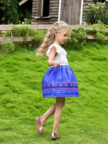 Vista 7 de COTRIO Disfraz de princesa para niñas con bolsa, disfraz de Halloween para niños, trajes de cumpleaños, vestidos de fiesta, ropa de juego de rol