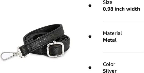 Vista 8 de Black Purse Strap Replacement - Full Grain Microfiber Leather for Small Shoulder Crossbody Bag. 59 Inch Long