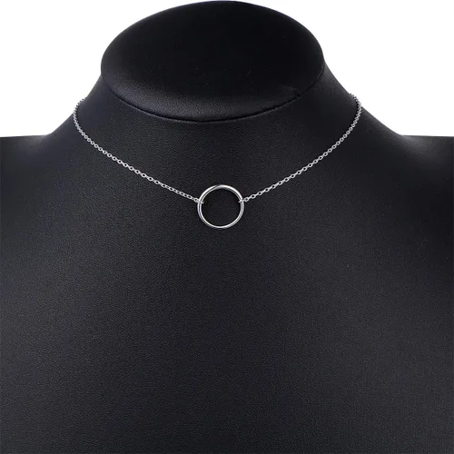 Vista 2 de Collar de plata esterlina S925, simple, delicada, ajustable de 13 a 16 pulgadas