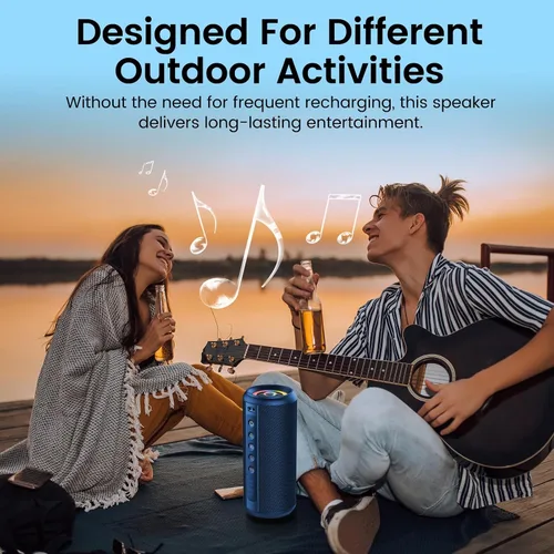 Vista 2 de Altavoz Bluetooth portátil, altavoz inalámbrico de 20W con sonido estéreo Azul