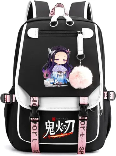 Vista 11 de Mochila de anime para niñas con puerto de carga USB 20L, mochila escolar para adolescentes, mochila grande para computadora portátil para viajes uso