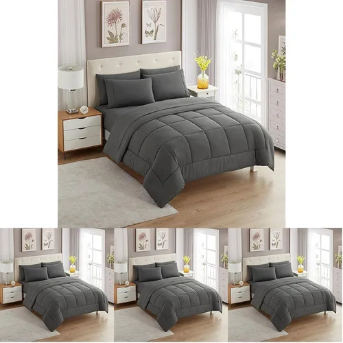 Vista 33 de Sweet Home Collection Juego de edredón de 7 piezas de color sólido para todas las estaciones, manta alternativa de plumón suave y lujosas sábanas