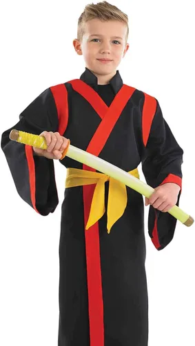 Vista 2 de fun shack Samurai - Disfraz de ninja para niños, disfraz de personaje de libro de Halloween para niños, talla XL
