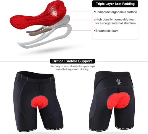 Vista 2 de Sportneer Padded Bike Shorts for Men - 4D Padding Mens Bicycle Cyling Tights Clothing for Road Bike Breathable Absorbent