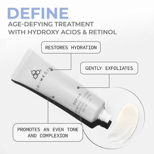 Vista 2 de COSMEDIX Define Crema facial antienvejecimiento con hidroxiácido y complejo de retinol, humectante facial antiedad para líneas finas, arrugas y piel