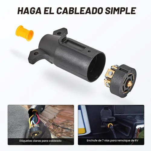 Vista 2 de MECMO Enchufe de Remolque RV de 7 Pines con Empalme de Reemplazo del Lado del Remolque Extremo Macho de 7 Vías Redondo Estilo RV Conector de Arnés