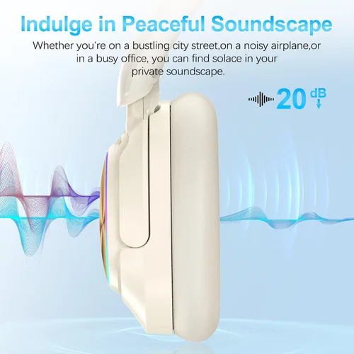 Vista 5 de Auriculares inalámbricos Bluetooth con cancelación de ruido con micrófono, tiempo de reproducción de 65 horas, llamadas claras, ajuste cómodo