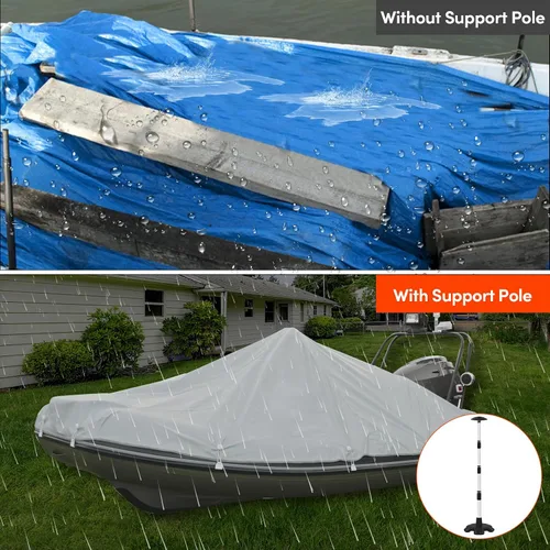 Vista 7 de Paquete de 2 postes de soporte para cubierta de barco, poste de soporte de aluminio ajustable en altura con base de goma antideslizante, sistema