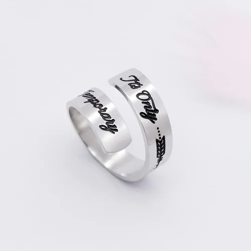 Vista 29 de HOFOYA Anillos inspiradores ajustables de acero inoxidable, anillos de grabado, joyería motivacional, graduación, San Valentín, regalos