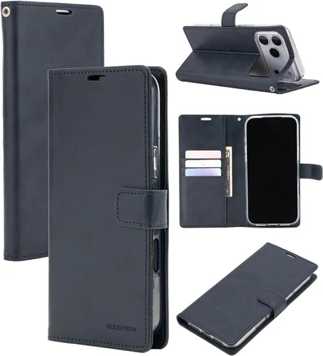Vista 13 de GOOSPERY Funda Blue Moon para Galaxy S21 de 6.2 pulgadas (2021), soporte de piel sintética premium con soporte para tarjetas (negro)