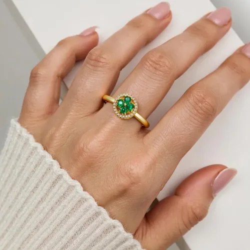 Vista 6 de Collar para ansiedad, anillos para la ansiedad para mujeres, anillos de trébol de cuatro hojas, anillo de preocupación de color dorado