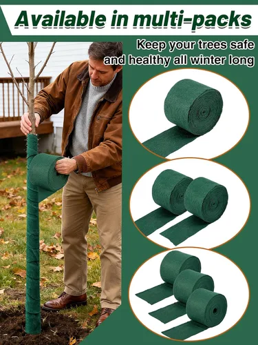Vista 6 de ANPHSIN Protector de árbol para protección contra la congelación en invierno, 65 pies x 2 piezas, protector de corteza de tronco transpirable