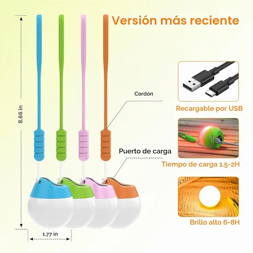 Vista 9 de LETMY Luces de campamento recargables, paquete de 4 luces portátiles para tienda de campaña con 4 modos de iluminación, mini linterna de campamento