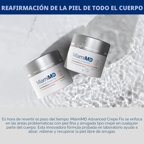 Vista 3 de Miami MD Advanced Crepe Fix – Crema antienvejecimiento reafirmante y tonificante para mujeres – Crema de borrado de crepé facial y cuello – Crema