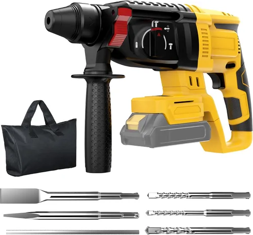 Vista 10 de Taladro de Martillo Giratorio Inalámbrico SDS Compatible con Batería Dewalt 20V (SIN Batería) Motor Sin Escobillas, Embrague de Seguridad, 4