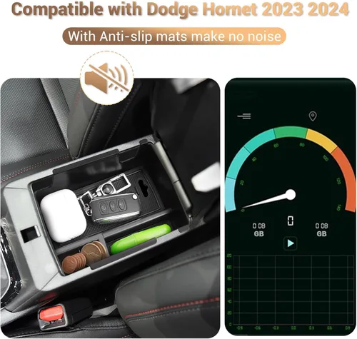Vista 3 de YEE PIN Organizador de consola central para Dodge Hornet 2023 2024 2025 Hornet GT Organizador de consola del medio Hornet GT Plus Bandeja de consola