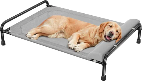Vista 15 de Simple Trending - Cama elevada para perros para perros de tamaño grande, cuna elevada para mascotas al aire libre con cama de hamaca para mascotas