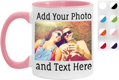 Vista 8 de Taza de café personalizada, taza de café personalizada, taza de cerámica negra de 11 onzas con texto o logotipo, regalo personalizado de doble cara