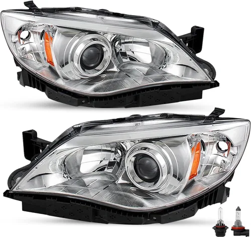 Vista 10 de SOCKIR - Conjunto de faros delanteros halógenos compatible con Subaru Impreza WRX Outback Sport 2008-2011, faro proyector con carcasa cromada